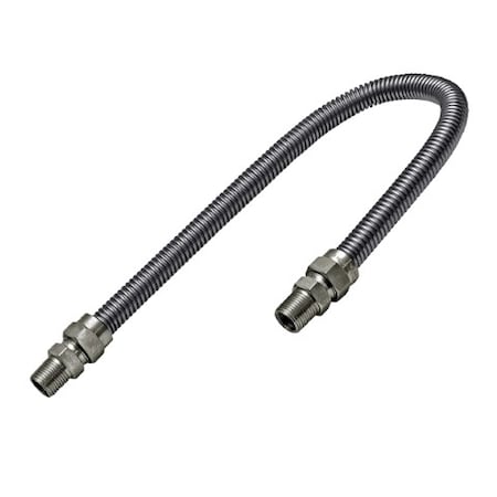 Flextron Gas Line Hose 1/2'' O.D. x 36'' Length with 3/8" MIP Fittings, Stainless Steel Flexible Connector FTGC-SS38-36G